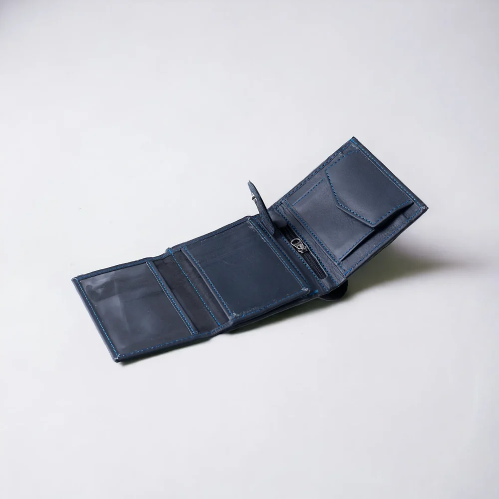 Blue Leather Wallet By Pantheroz